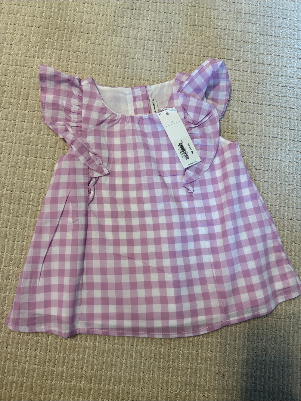 Janie and Jack Light Purple and White Gingham Top Shirt NWT 2T Ruffle